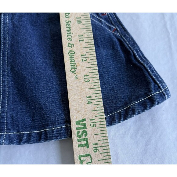 Baby Tommy Hilfiger Bib Dress Demin Jean Stars Pockets Snaps Adjustable Sz 3-6 - Picture 4 of 8